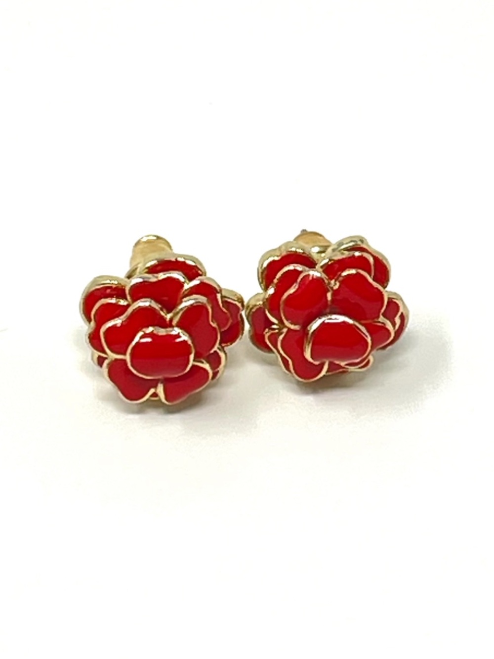 New Anthropologie Red Flower Earrings - Picture 2 of 4